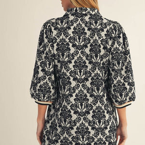 Black Boho Textured Shift Dress