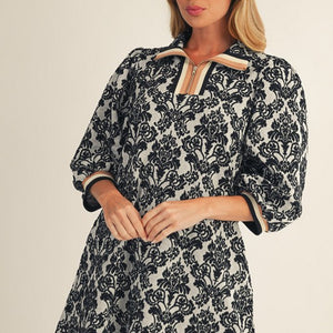 Black Boho Textured Shift Dress