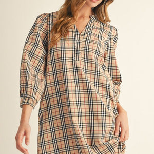 Beige Classic Checker Dress