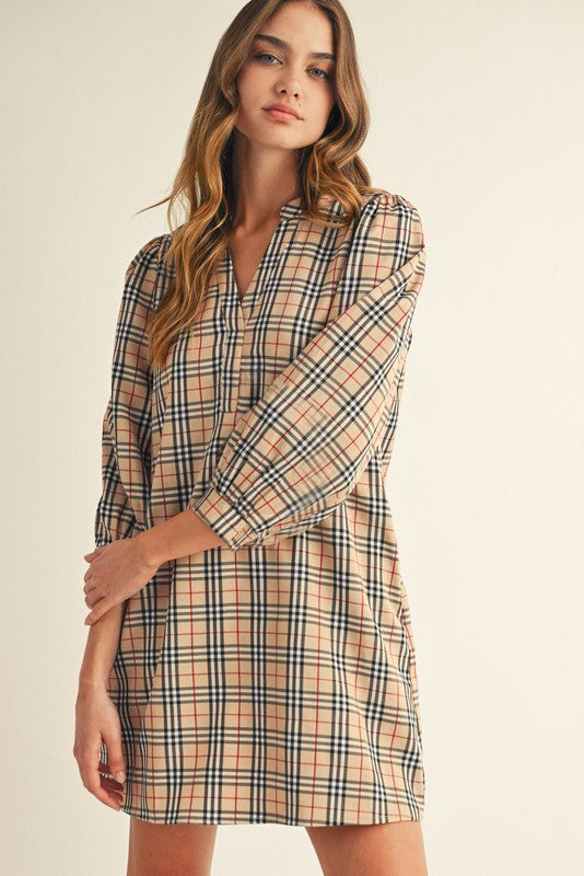 Beige Classic Checker Dress