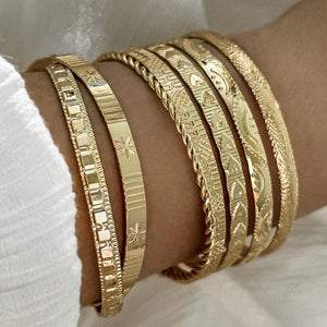 7pcs/set Textured Plated Open Alloy Bangle Set