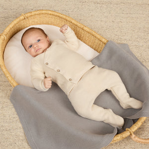 QM Baby Natural knit footie sweater set