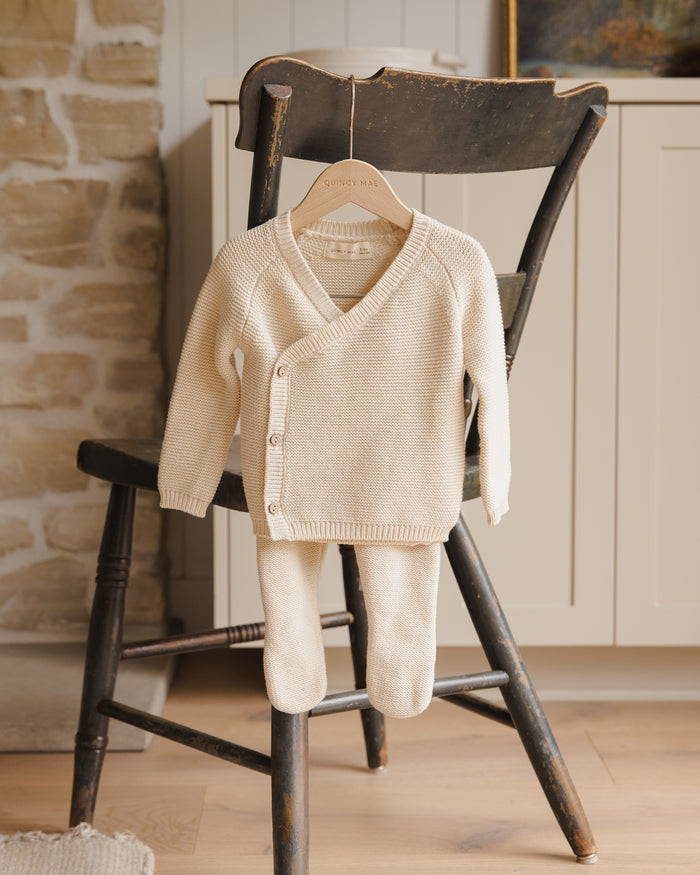 QM Baby Natural knit footie sweater set