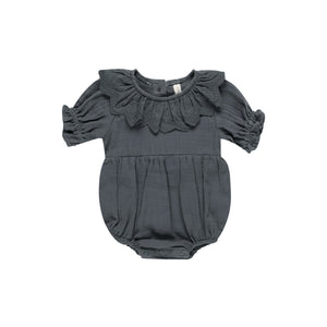 QM indigo collared romper