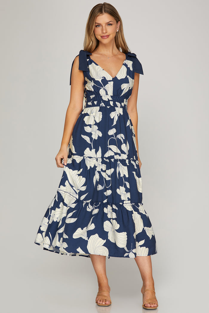 Navy Floral Dress