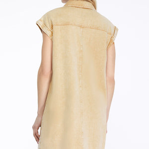 Folded cuff button dress