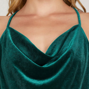 COWLNECK VELVET CAMI TOP