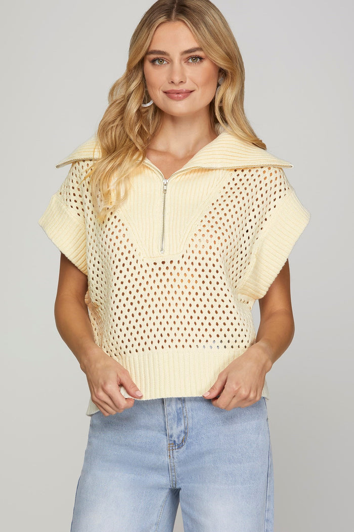 Collared zip sweater
