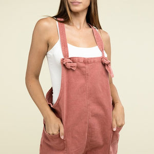 Washed Knot Strap Romper