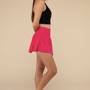 Wide Band Tennis Skirt with Zippered Back Pocket