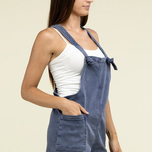 Washed Knot Strap Romper