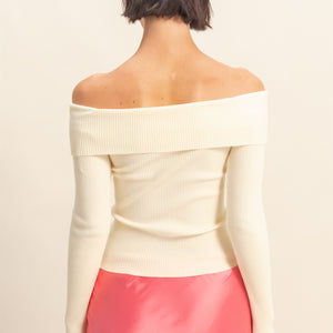 Cream off the shoulder knit