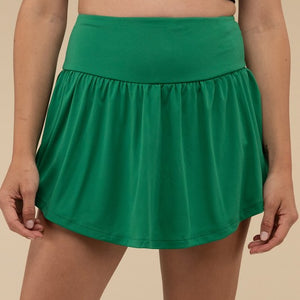 Wide Band Tennis Skirt with Zippered Back Pocket