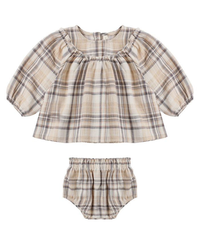 QM plaid Mia bloomer dress set