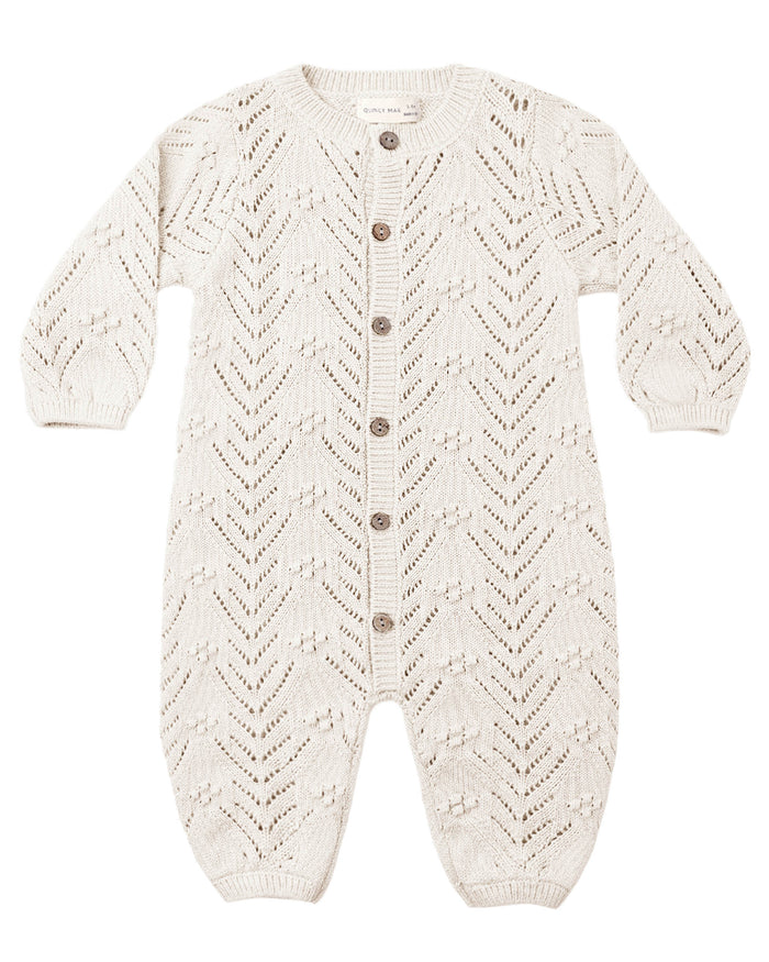 QM Heathered Oatmeal knit romper