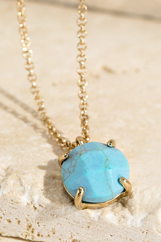 Stone Charm Necklace 4 colors