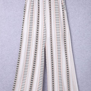 Geometric Pattern Print Shirred Wide Leg Pants