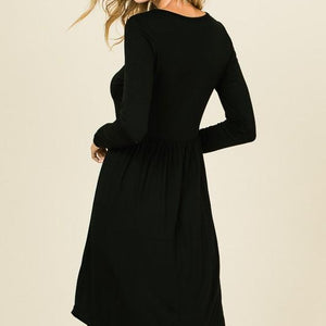 Black Button Midi Dress