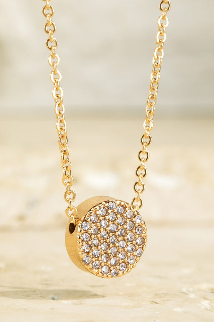 pave rhinestone with a round circle pendant necklace