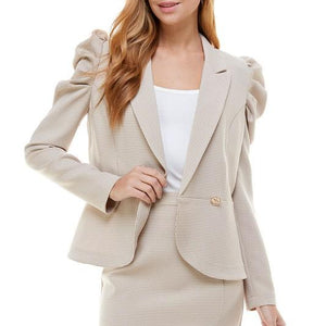 TAUPE CHECK 2 PC SKIRT SUIT