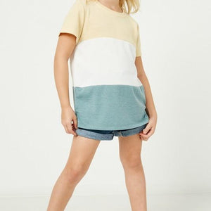 Girls Colorblock Knit Top Yellow