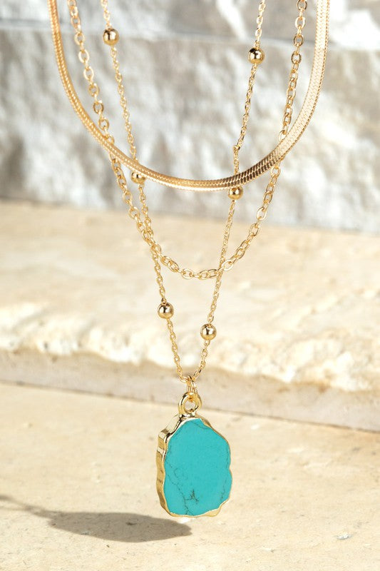 Natural turquoise stone necklace