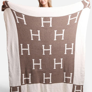 Beige luxury H cozy blanket