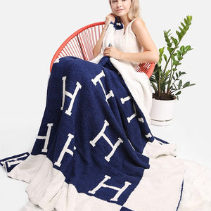 Navy blue luxury H cozy blanket