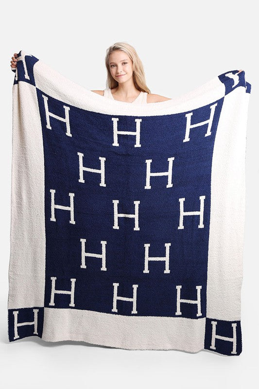 Navy blue luxury H cozy blanket