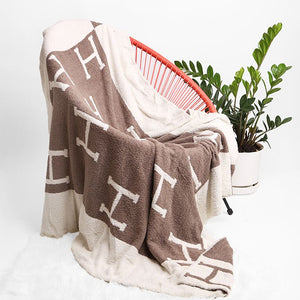 Beige luxury H cozy blanket