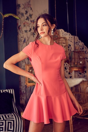 Pink punch ruffle dress