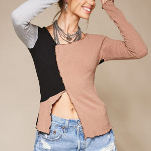 Taupe colorblock long sleeve