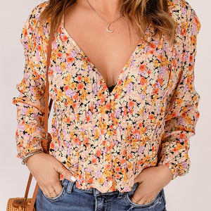 V Neck Floral Blouse