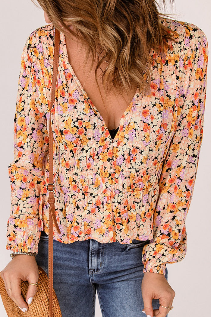 V Neck Floral Blouse