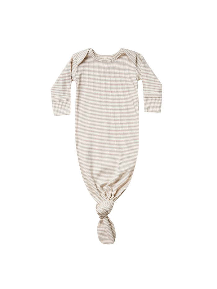 QM Organic Ash Stripe Knotted Gown
