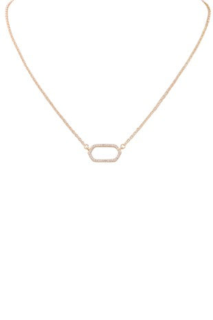 Metal rhinestone diamond pendant necklace 2 COLORS