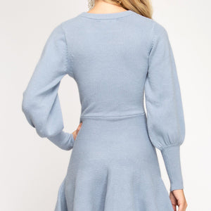 Blue Flare Knit Dress