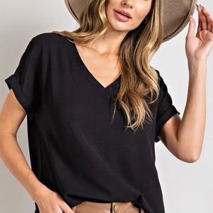 BASIC V NECK TOP, 2 colors