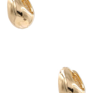 Brass Metal Oval Thick Hoop Earrings