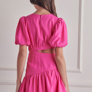 Hot pink slit detail dress