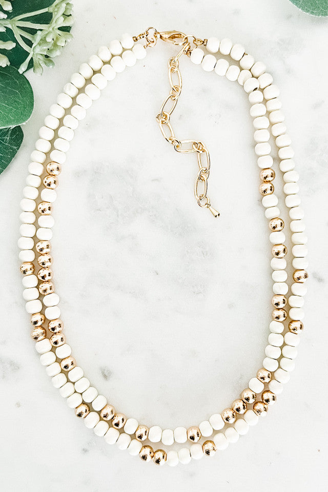 Two layer beaded ivory necklace