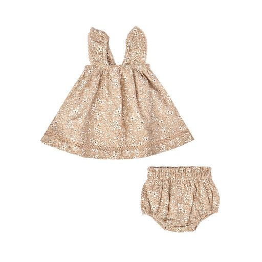 Apricot floral ruffle tank and bloomer set