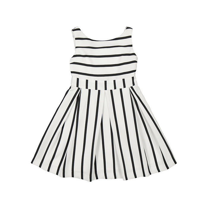 Black and white striped linen dress