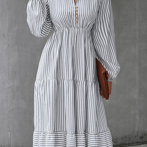 Striped gray maxi dress