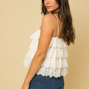 Tired cami eyelet top