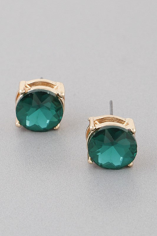 Rhinestone stud earring emerald