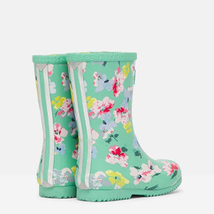 Green floral rain boot