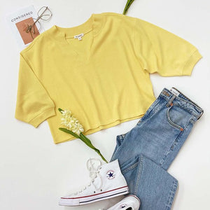 Yellow 3/4 Knit Top