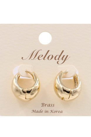 Brass Metal Oval Thick Hoop Earrings