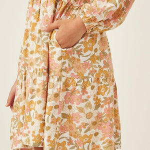 Tween Mustard Floral Dress